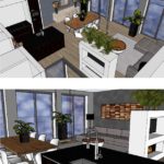 Woonkamer keuken ontwerp appartement En Bloc houthavens Amsterdam